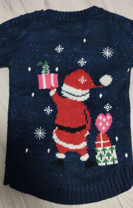 Sweter świąteczny Mikołaj sweterek dziewczęcy 110
