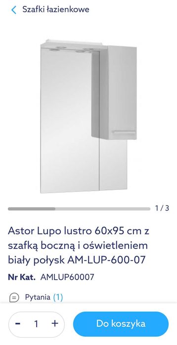 Lustro lazienkowe podswietlane z szafką