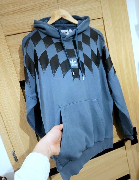 Adidas bluza z kapturem kangurek roz S M oversize Adidas wzór oryginal