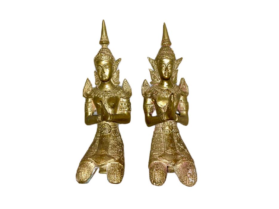 Par de estatuas tailandesas em bronze