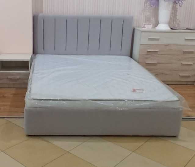 Ліжко 160x200 м’яке сіре | Ортопедичні ламелі | Двоспальне ліжко Львів