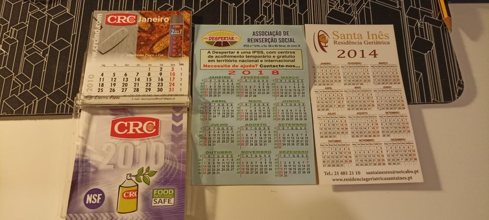 calendários de bolso