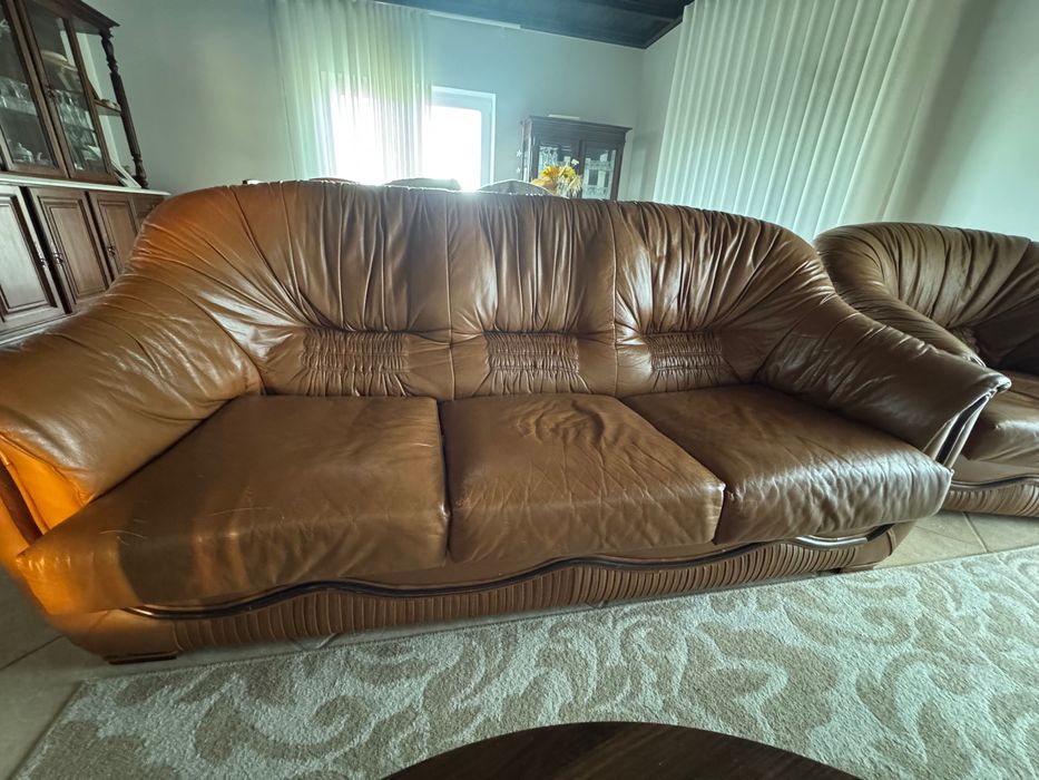 Conjunto de 3  sofas couro verdadeiro
