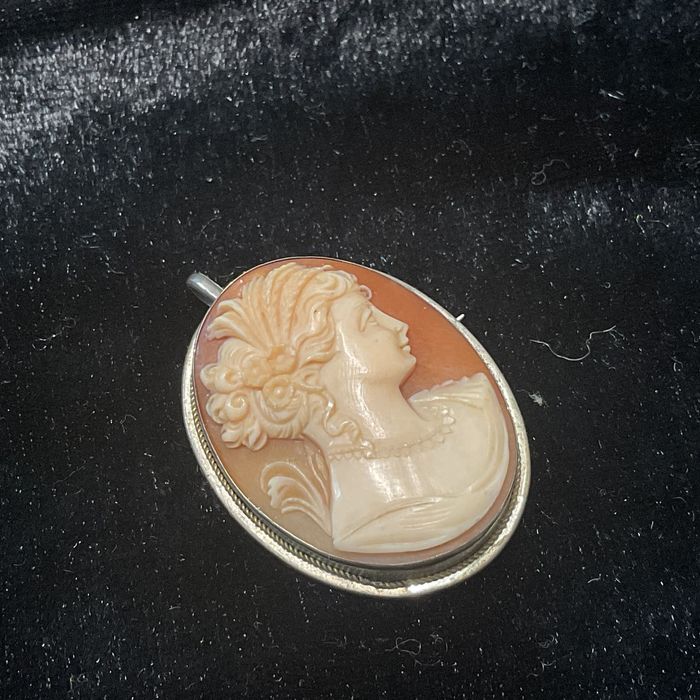 Broche e pendente prata inglesa 3 cm