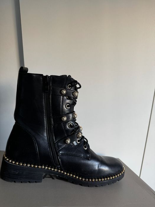 Buty workery oficerki z ćwiekami