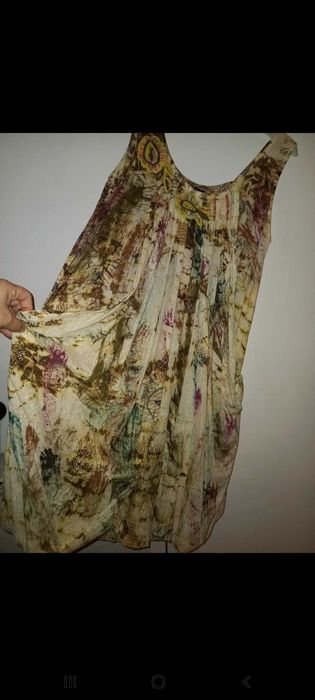 Vestido original, fundo embaulado, forro e tipo bolsos/lado-S - Natura