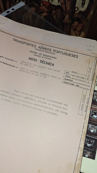 TAP folhas de serviço dossier antigo anos 50 e 60