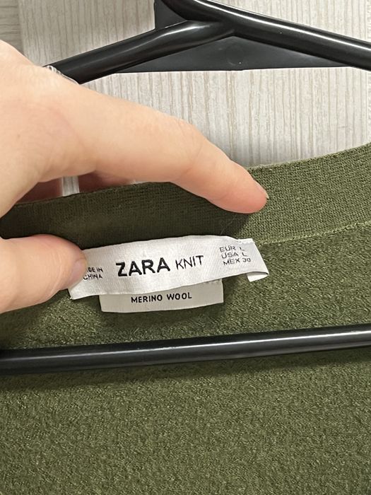 Зелений шерстяний кардиган zara