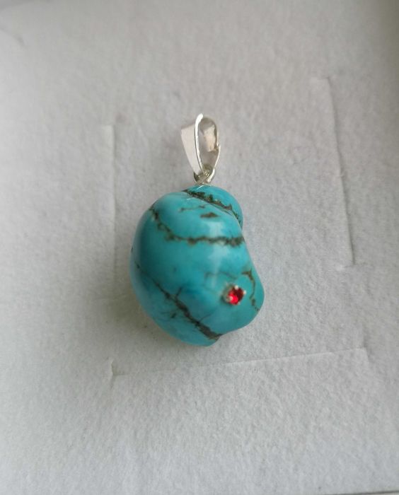 zawieszka z turkusem i rubinem