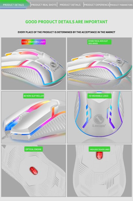 Rato Gaming Ergonómico Luminoso 2000dpi usb com fio
