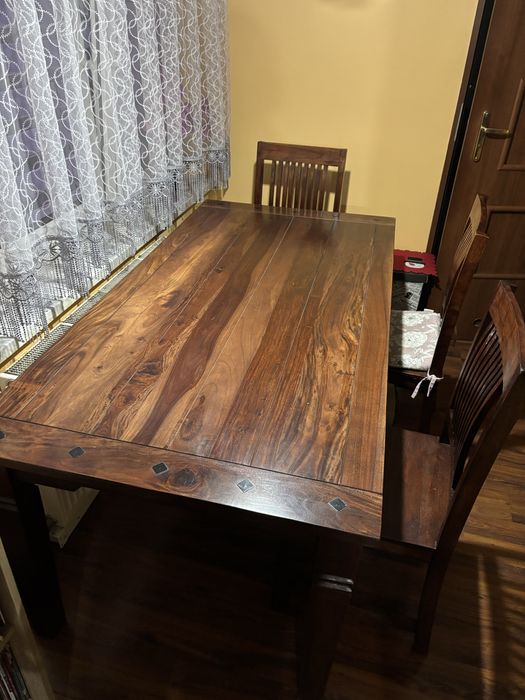 Stół drewniany z JYSK Akacja Oksford Honey  160x90 z 4 krzeslami w komplecie