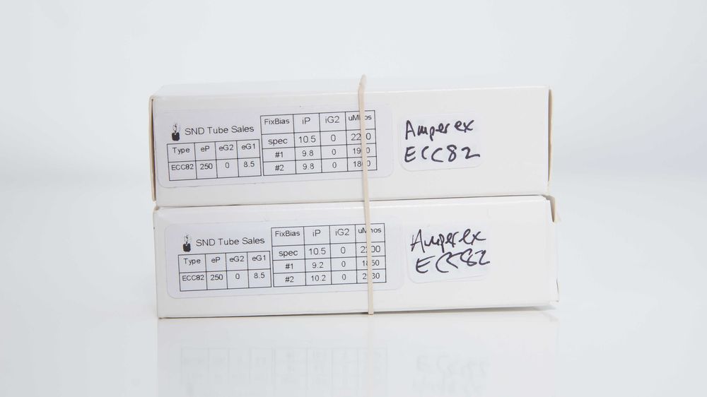 Valvo / Amperex ECC82 12AU7 1956 Long Plate D-Getter – dobrana para