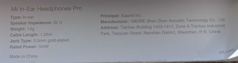 Auscultadores Xiaomi Mi In-Ear Headphones Pro
