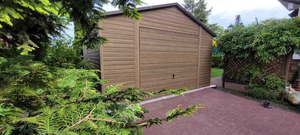 Garaż blaszany blaszak drewnopodobny profil zamknięty 4x6