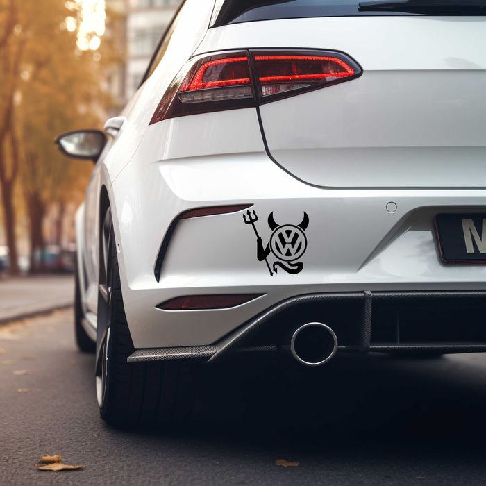 Naklejka VW DEVIL - 12x12cm - na telefon, laptop, samochód