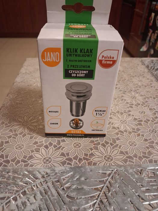 KOREK do umywalki KLIK-KLAK z przelewem czyszczony od góry JANO