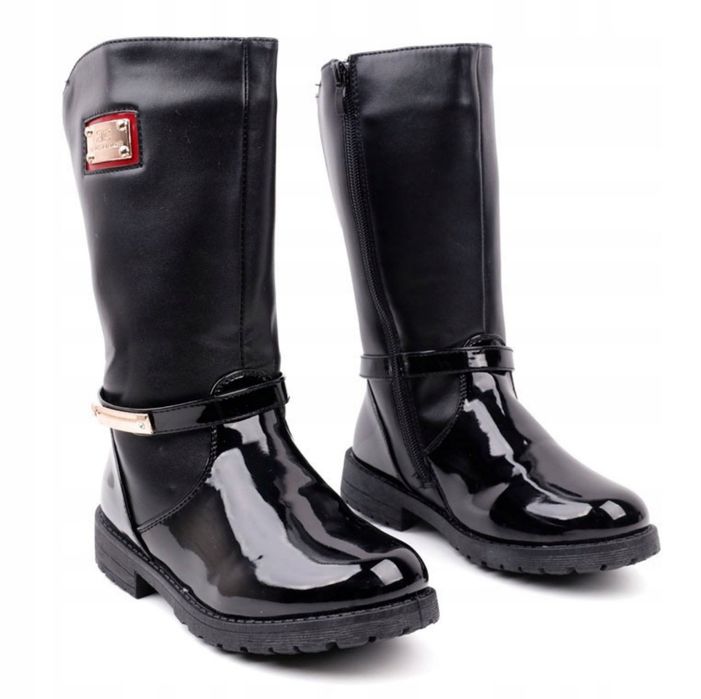 Kozaczki dziewczęce ocieplane, buty zimowe, suwaki. R. 30