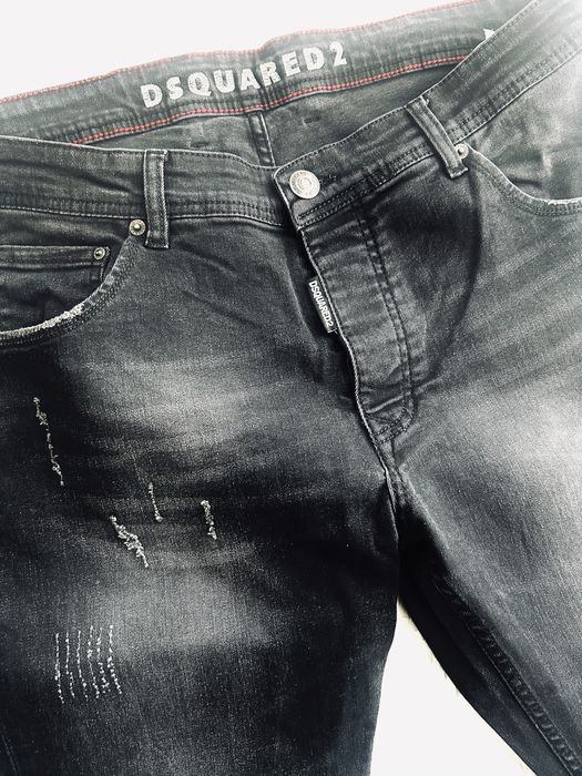 Spodnie Dsquared2 czarne przecierane jeansowe