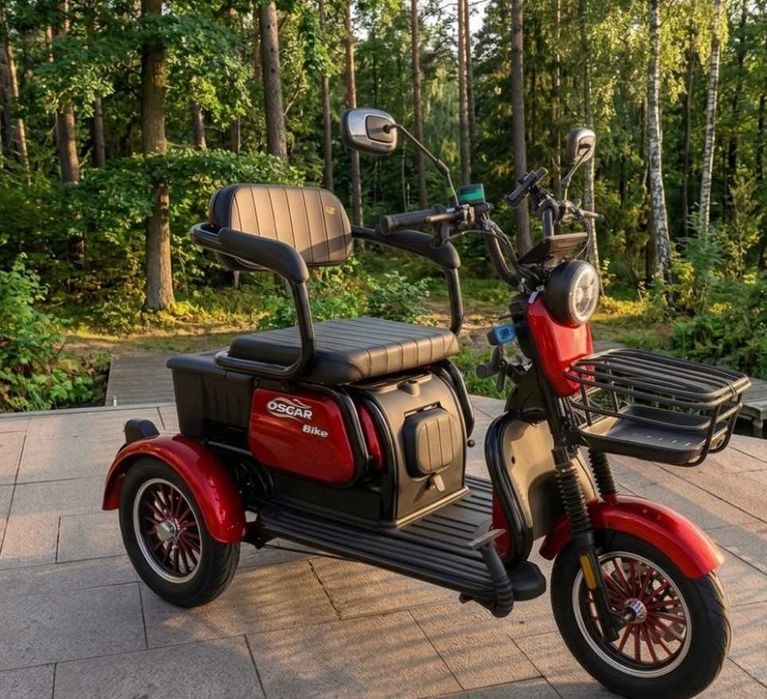 Електротрицикл Oscar Trio2 1200W (2026)  Триколісний скутер 300кг трицикл