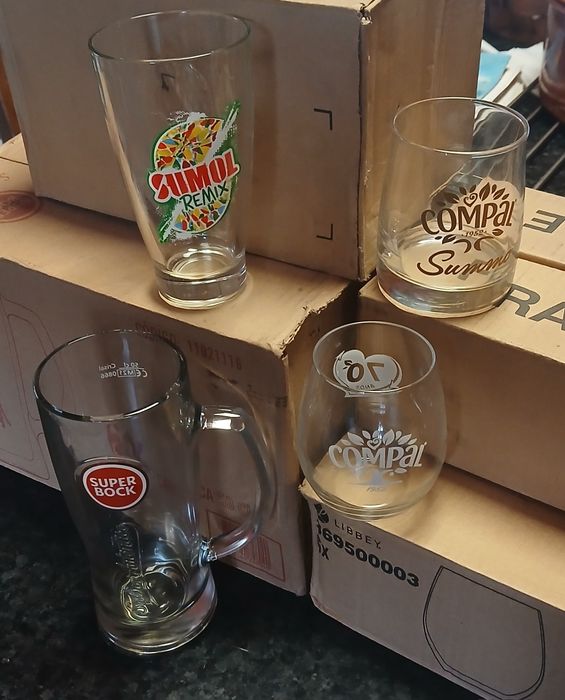 Copos compal sumol caneca super bock