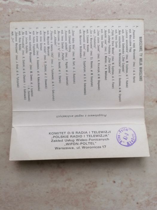 kaseta Warszawo ty moja Warszawo