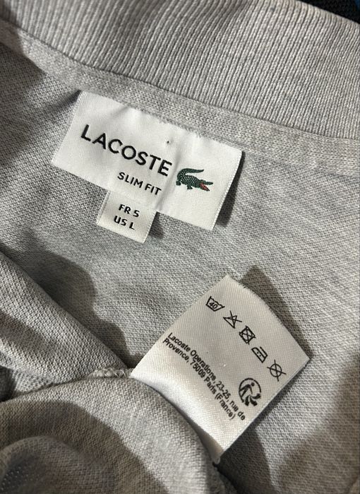 Поло Lacoste slim fit світло-сірий