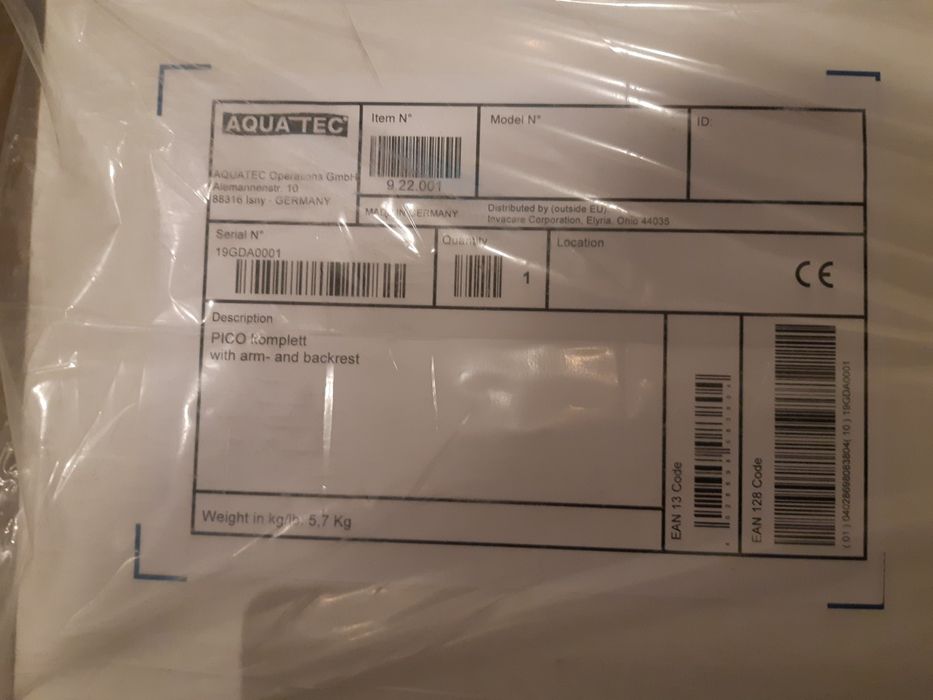 Cadeira de duche NOVA dentro da caixa
