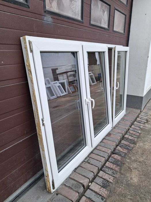 Okno trzyskrzydłowe 243x141 pcv okna duże używane DOWÓZ CAŁY KRAJ