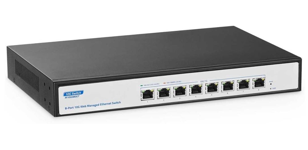 YuLinca 8-portowy zarządzany Switch Ethernet 10 Gb/s 10G/5G/2.5G/1000M