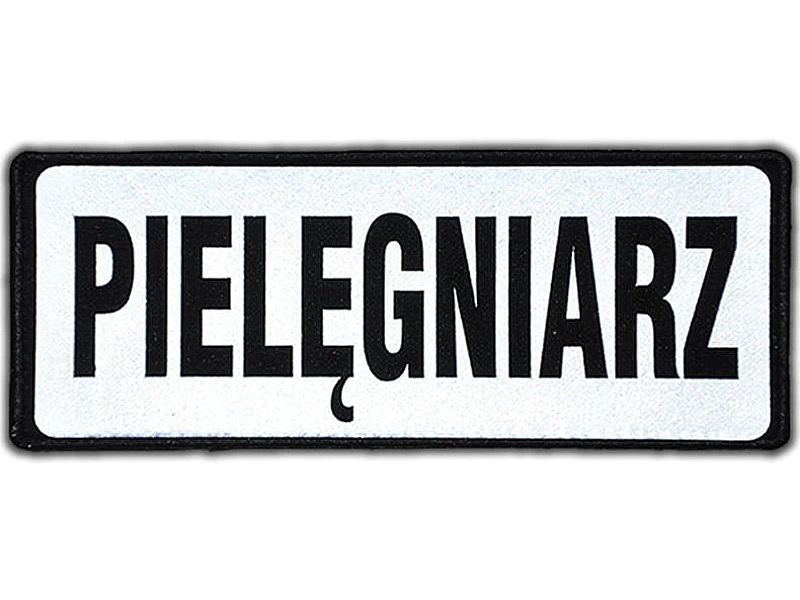 Emblemat PIELĘGNIARZ odblaskowy na rzepie 13 x 5 cm NOWY