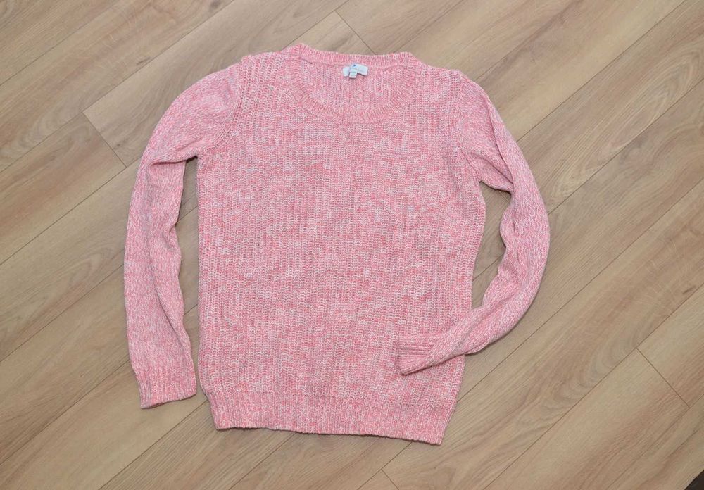 Sweter różowy pudrowy róż r.S r.38 r.36 bawełna