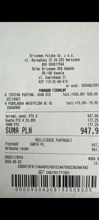 Miska podwieszana Rocca