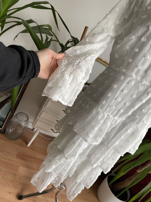 haftowana haft  sukienka midi midaxi falbanki groszki 44 xxl boohoo