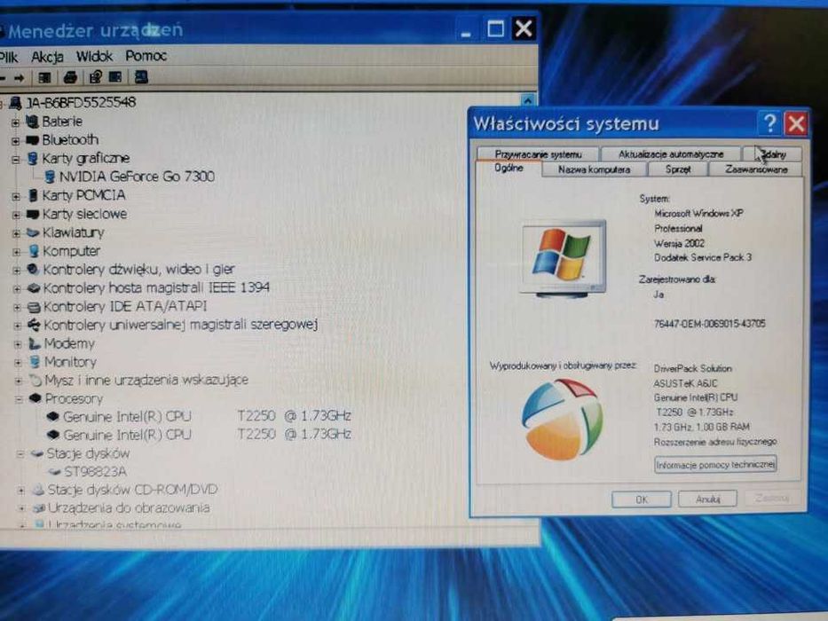 Retro laptop Asus A6JC Intel T2250 1GB RAM 15,4 Win XP