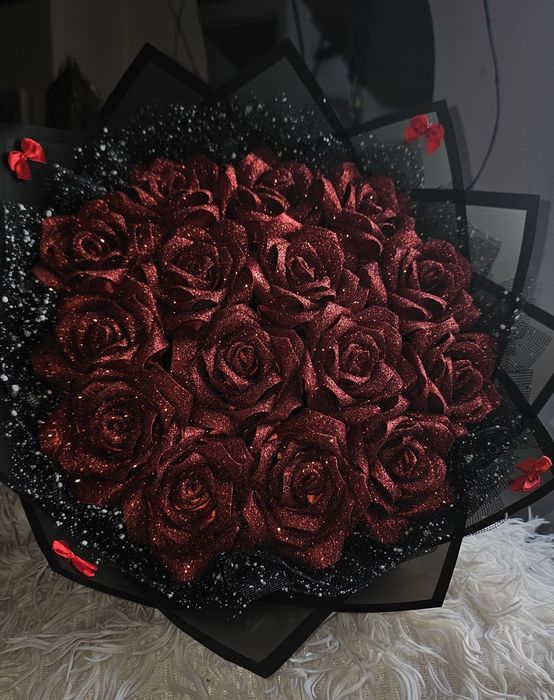 Buquê de rosas de cetim