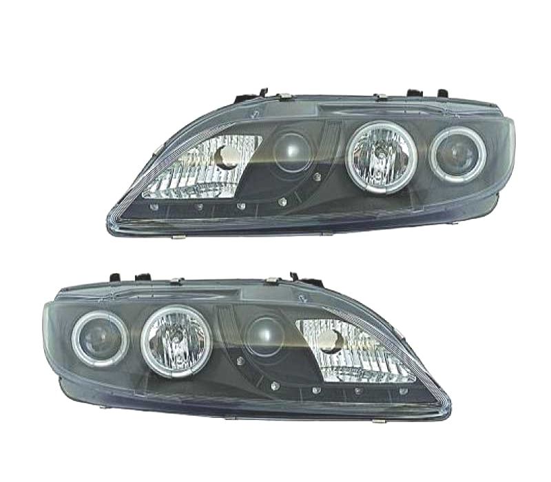 FARÓIS MAZDA 6 02-08 OLHOS DE ANJO LUZ DIURNA FUNDO NEGRO