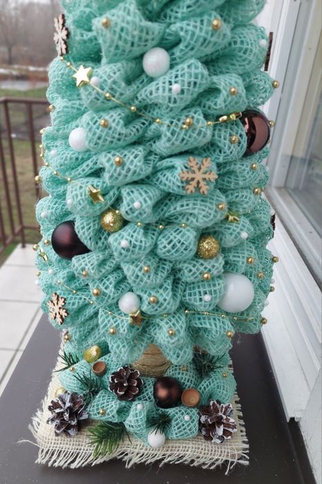 Nowa choinka jutowa handmade z lampkami