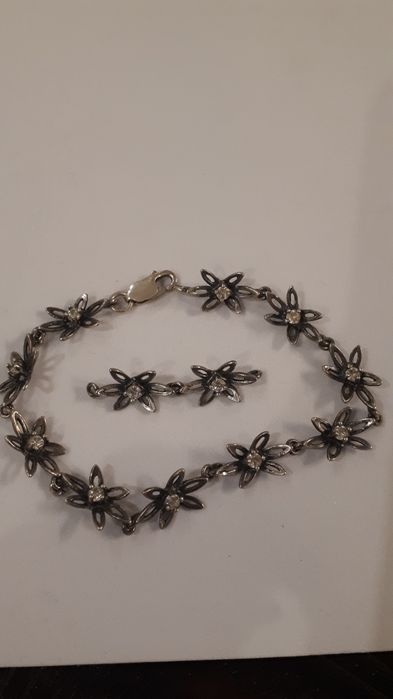 bransoletka srebrna kwiatuszki