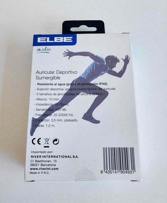 Auriculares stereo para desportivo aquático (NOVOS E SELADOS)