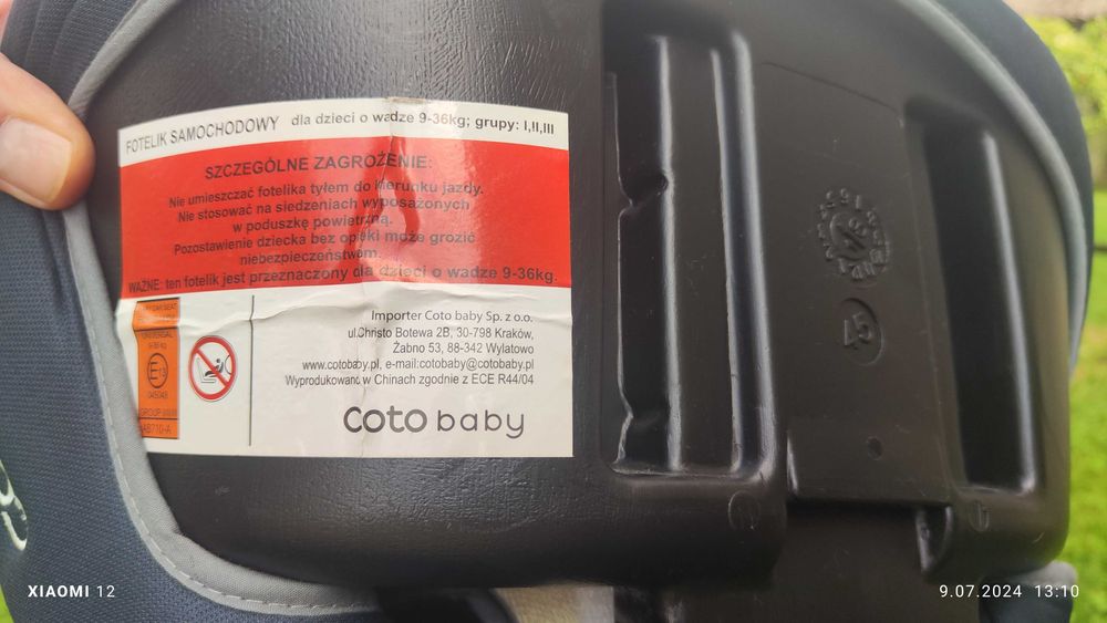 Fotelik samochodowy 9 - 36 kg / Grupy I, II, III