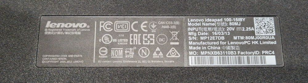 Lenovo ideapad 100-15IBY Celeron 2.16Ghz/4Gb/500Gb HDD