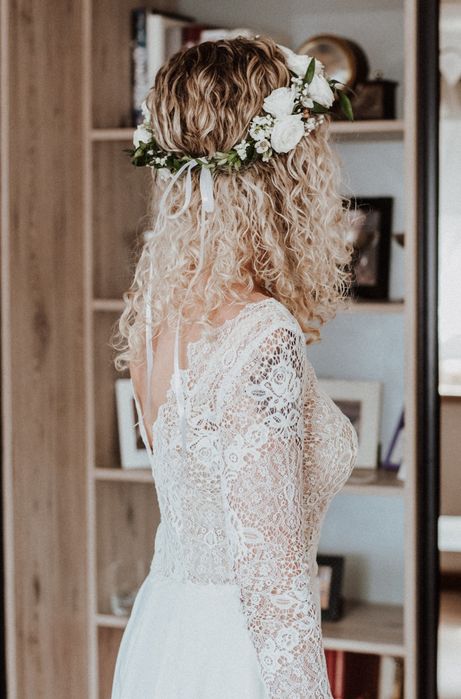 Z 3500zł na 250! Suknia ślubna boho/rustic/koronka rozmiar S