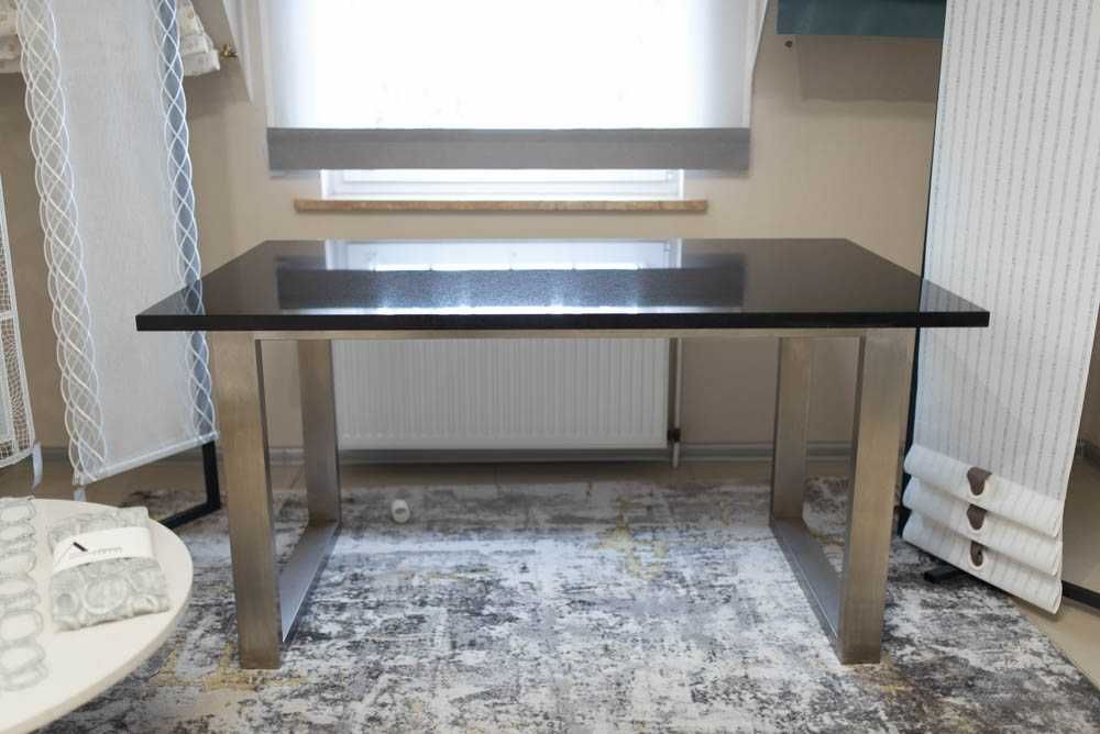 Stół 150x90 czarny kamień+stal nierdzewna