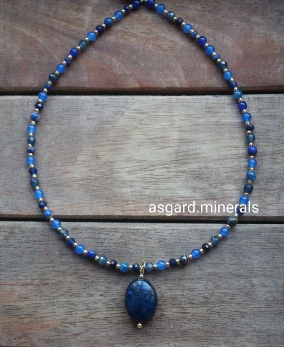 Naszyjnik amulet witalności lapis lazuli  jaspis jadeit handmade