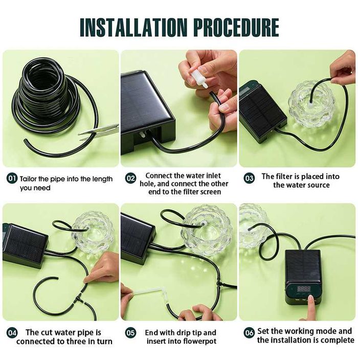 Солнечная автоматическая капельная система полива растений 15 вазонов