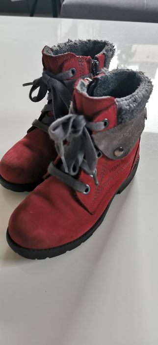 Buty zimowe skórzane dla dziewczynki rozm. 27