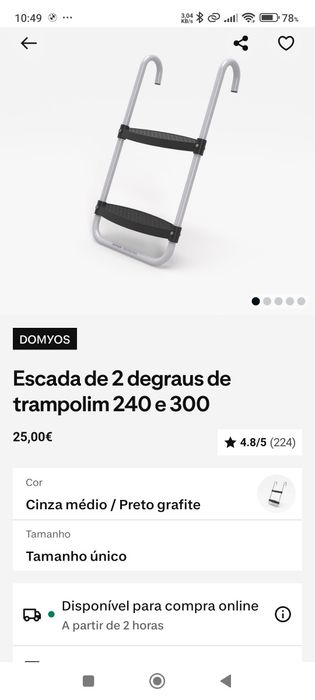 Trampolim hexagonal 240 com escada, Decathlon.