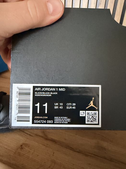 Nowe Nike Air Jordan 1 MID czsrne 45