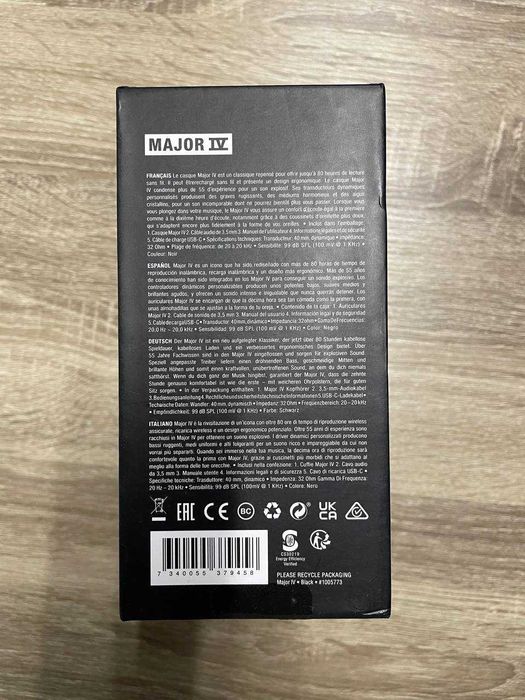 Навушники Marshall Major IV Bluetooth Black (1005773)