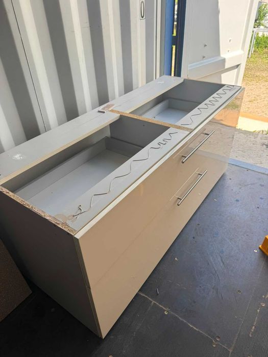 Szafka z szufladami kuchenna 156x68 szafki kremowe beżowe połysk biuro